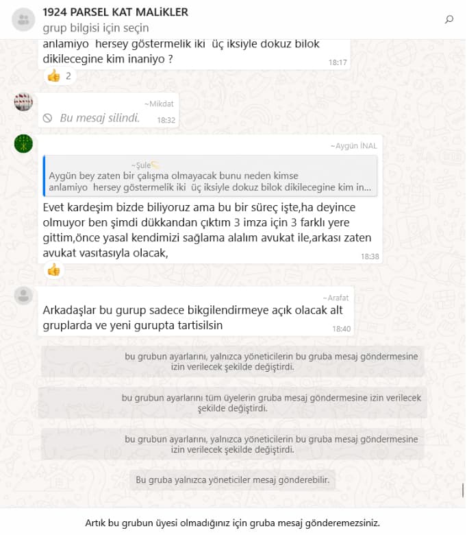 Whatsapp grup kapatma